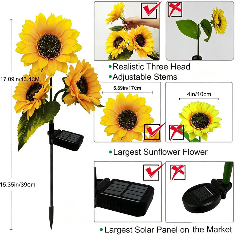2팩 태양광 해바라기 야외 조명, 야외용 태양광 정원  - Flower Photography Led Lighting Pack 리뷰 및 가격