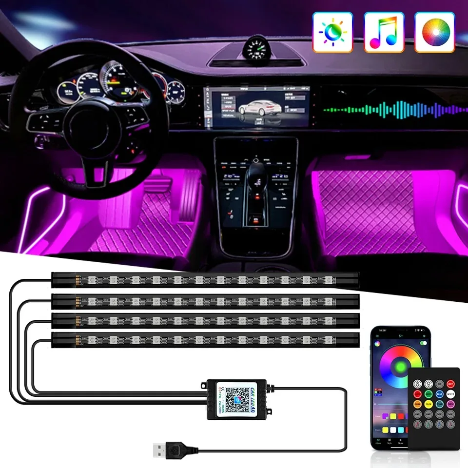 유니버설 48 LED USB 자동차 RGB 엠비언트 풋 - Interior Photography Lighting 리뷰 및 가격