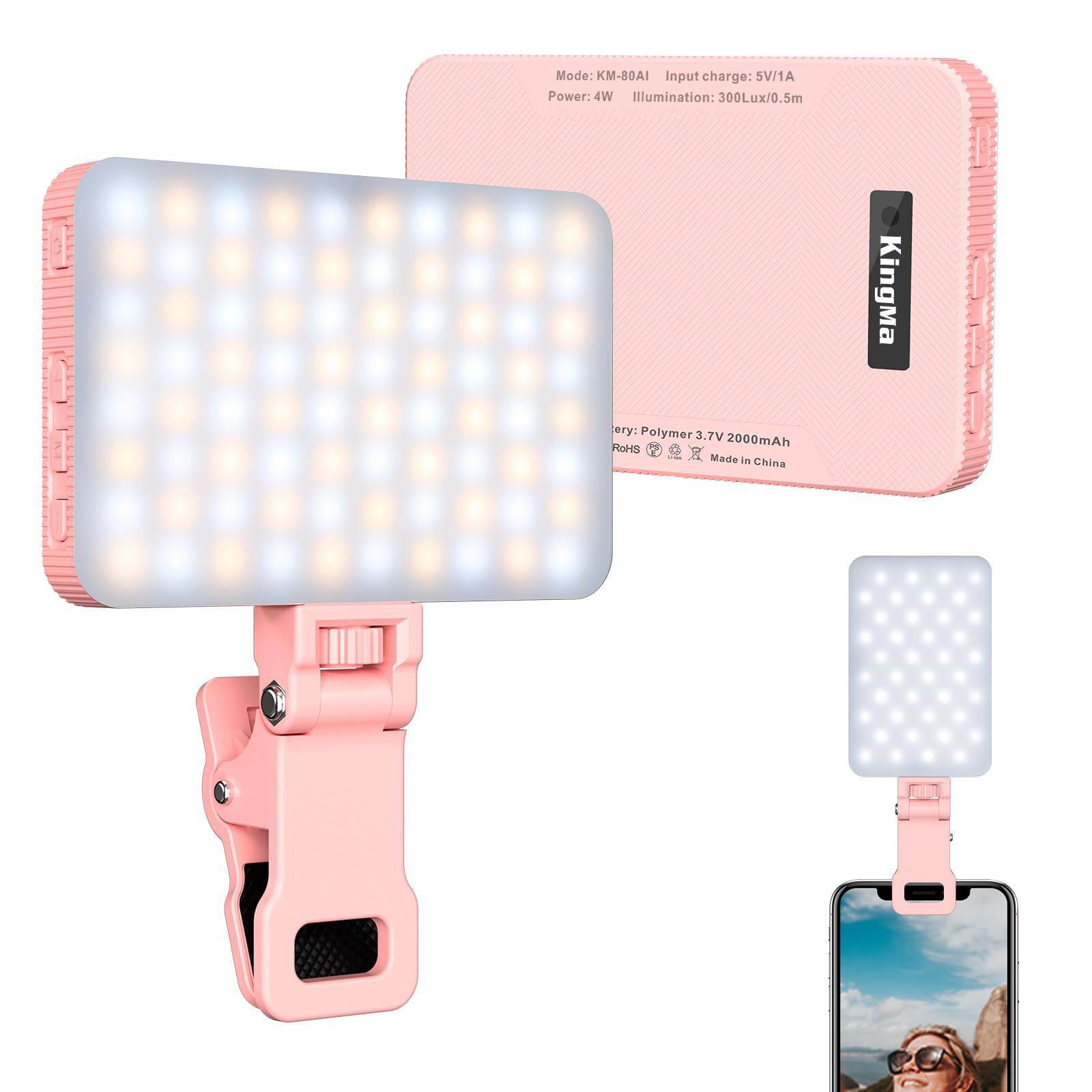 King Ma 핑크 충전식 셀카 라이트-휴대용 클립 온 - Photography Lighting Equipment 리뷰 및 가격