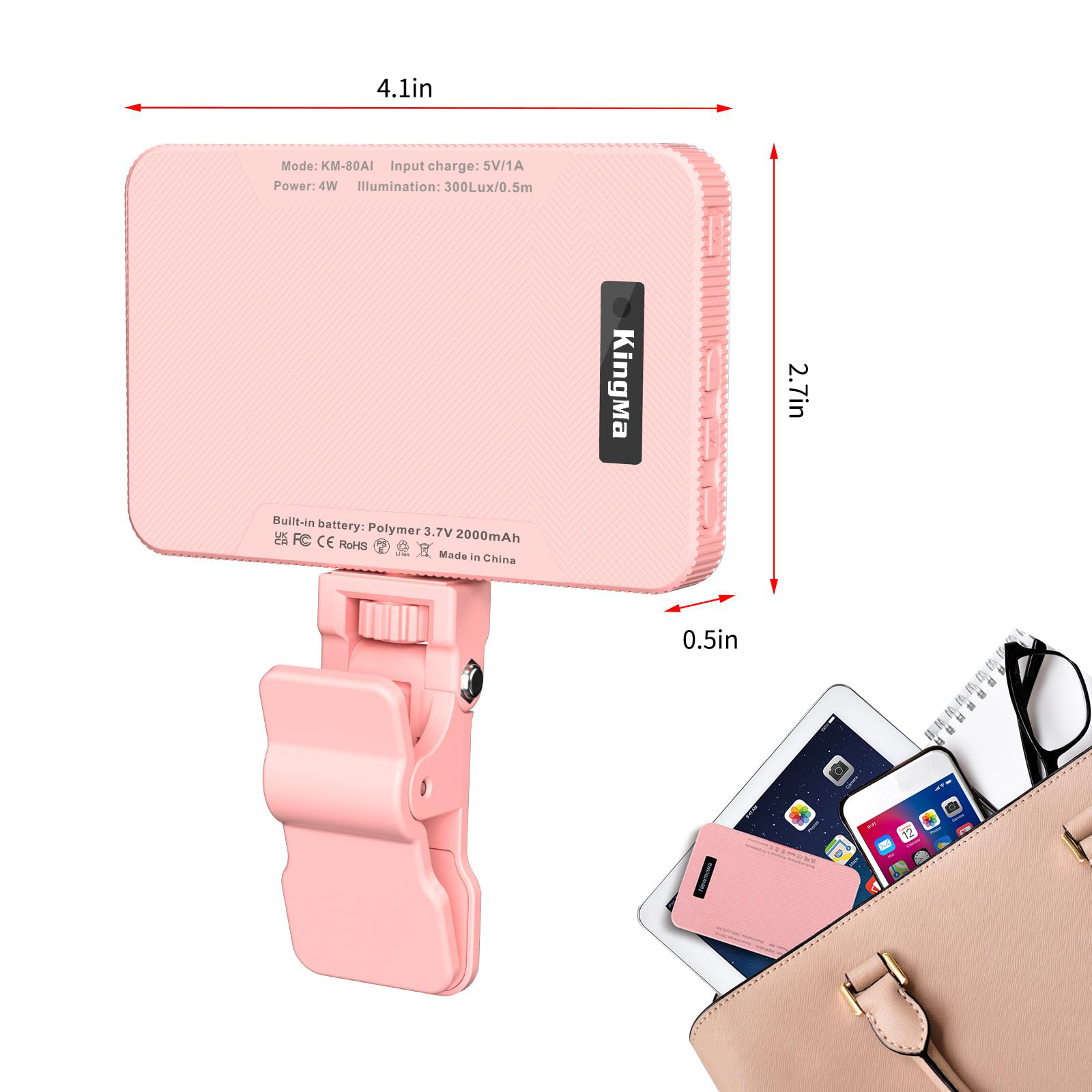 King Ma 핑크 충전식 셀카 라이트-휴대용 클립 온 - Photography Lighting Equipment 리뷰 및 가격